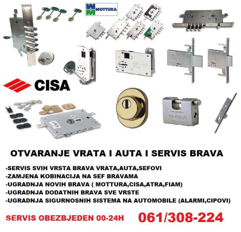 Servis svih vrsta auto brava 061/308-224