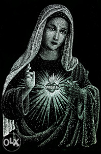 Blažena Djevica Marija gravura na staklu