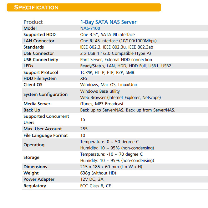 Planet NAS 7100 mrezni server eksterni hard disk