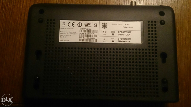 Ubee EVW3226 CABELMODEM-eMTA-WLAN-ROUTER